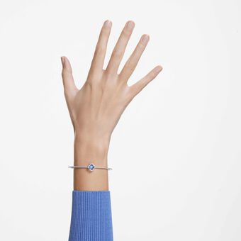 swarovski una bangle  clover  blue  rhodium plated