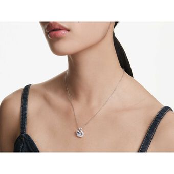 swarovski swan pendant  mixed cuts  swan  blue
