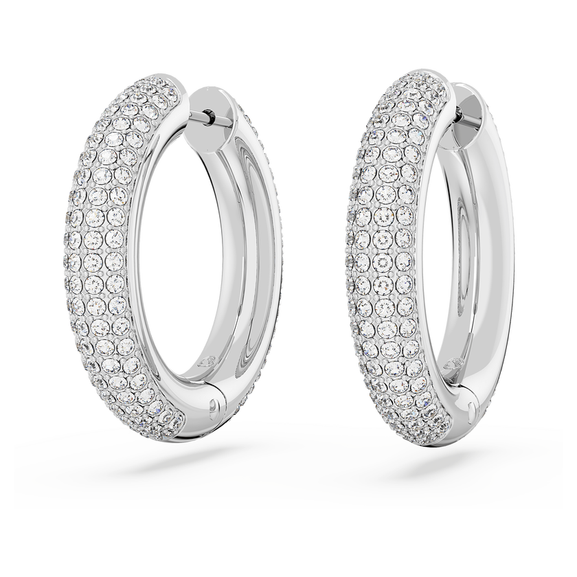 swarovski dextera hoop earrings  medium  white  rhodium plated