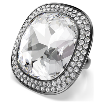 swarovski una angelic cocktail ring  cushion cut  white  ruthenium plated