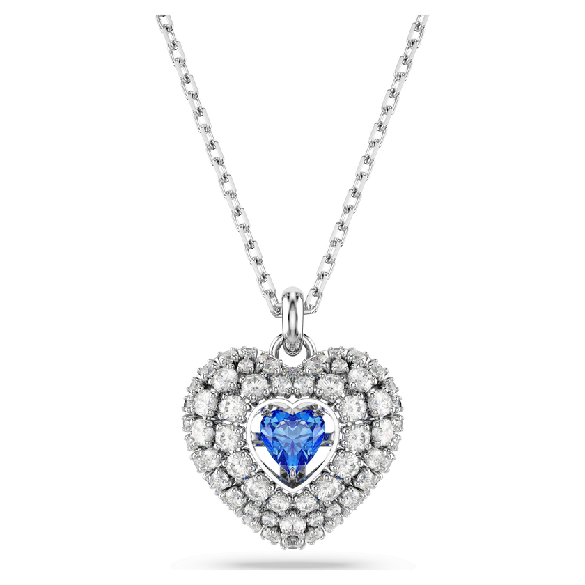 swarovski idyllia pendant  heart  blue  rhodium plated