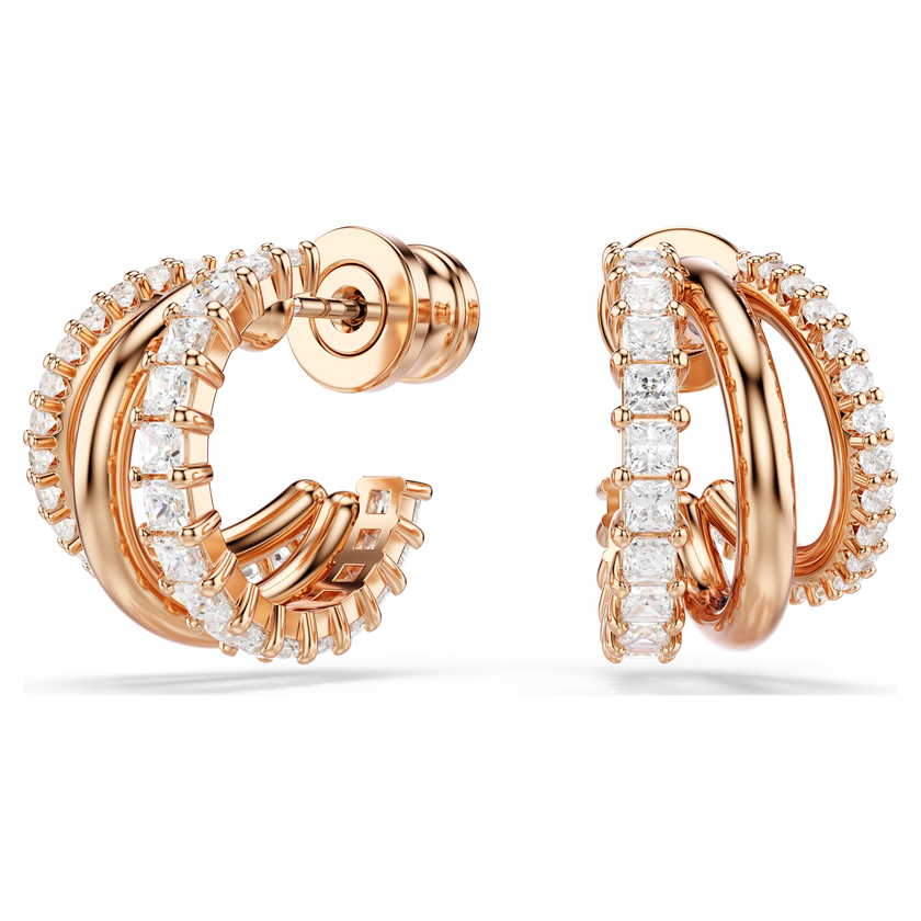 swarovski hyperbola hoop earrings  mixed cuts  mini  white  rose gold tone plated
