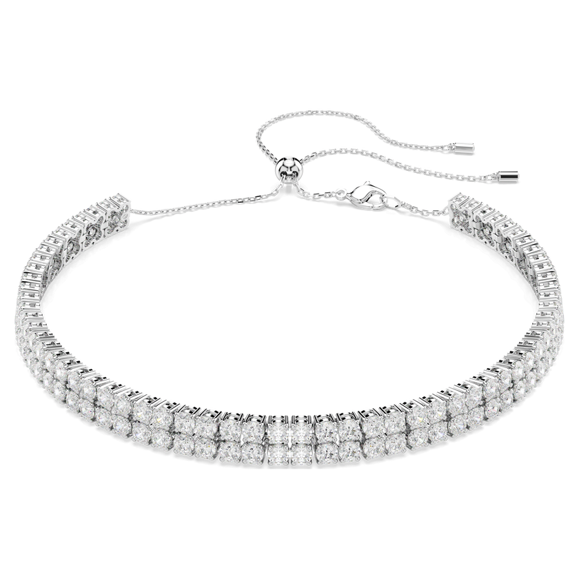 swarovski matrix choker  round cut  white  rhodium plated