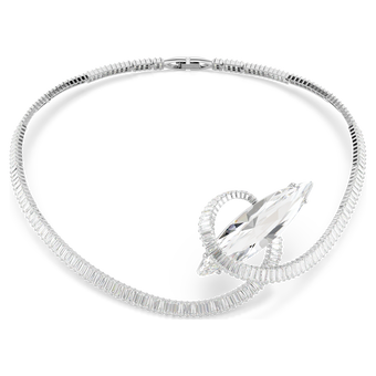 swarovski matrix choker  baguette cut  white  rhodium plated