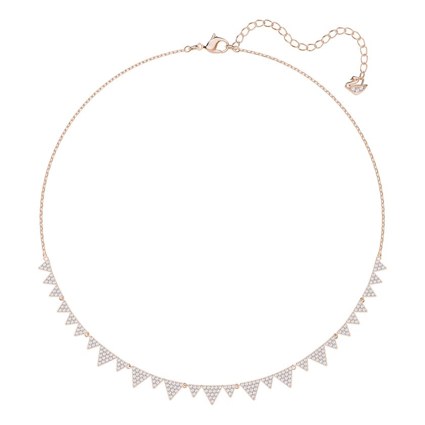 Lima Necklace, White, Rose-gold tone plated