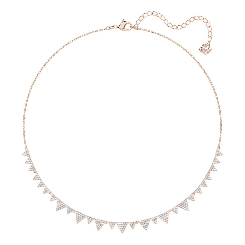 Lima Necklace, White, Rose-gold tone plated
