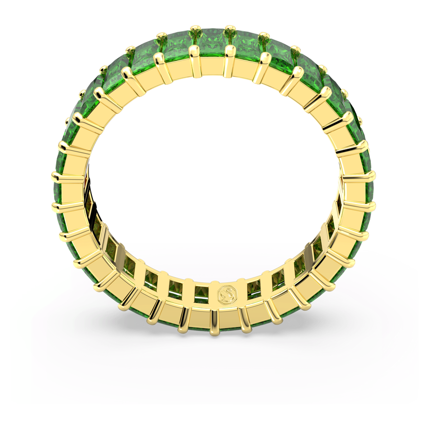 swarovski matrix ring  baguette cut  green  gold tone plated