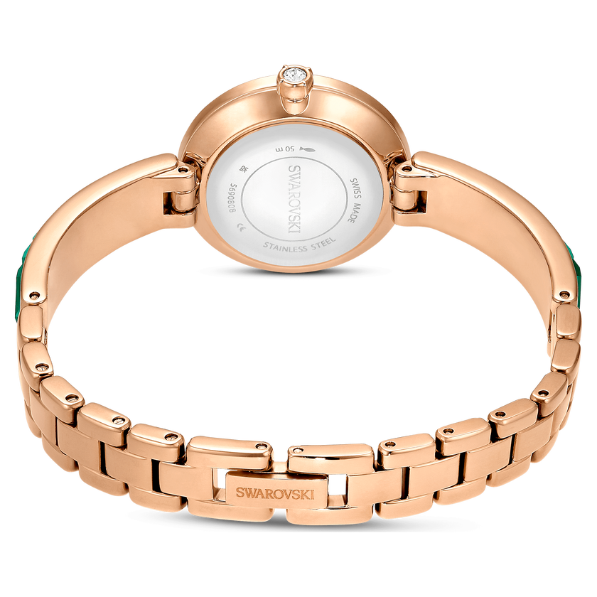 swarovski matrix bangle watch  swiss made  crystal bracelet  green  champagne gold tone finish