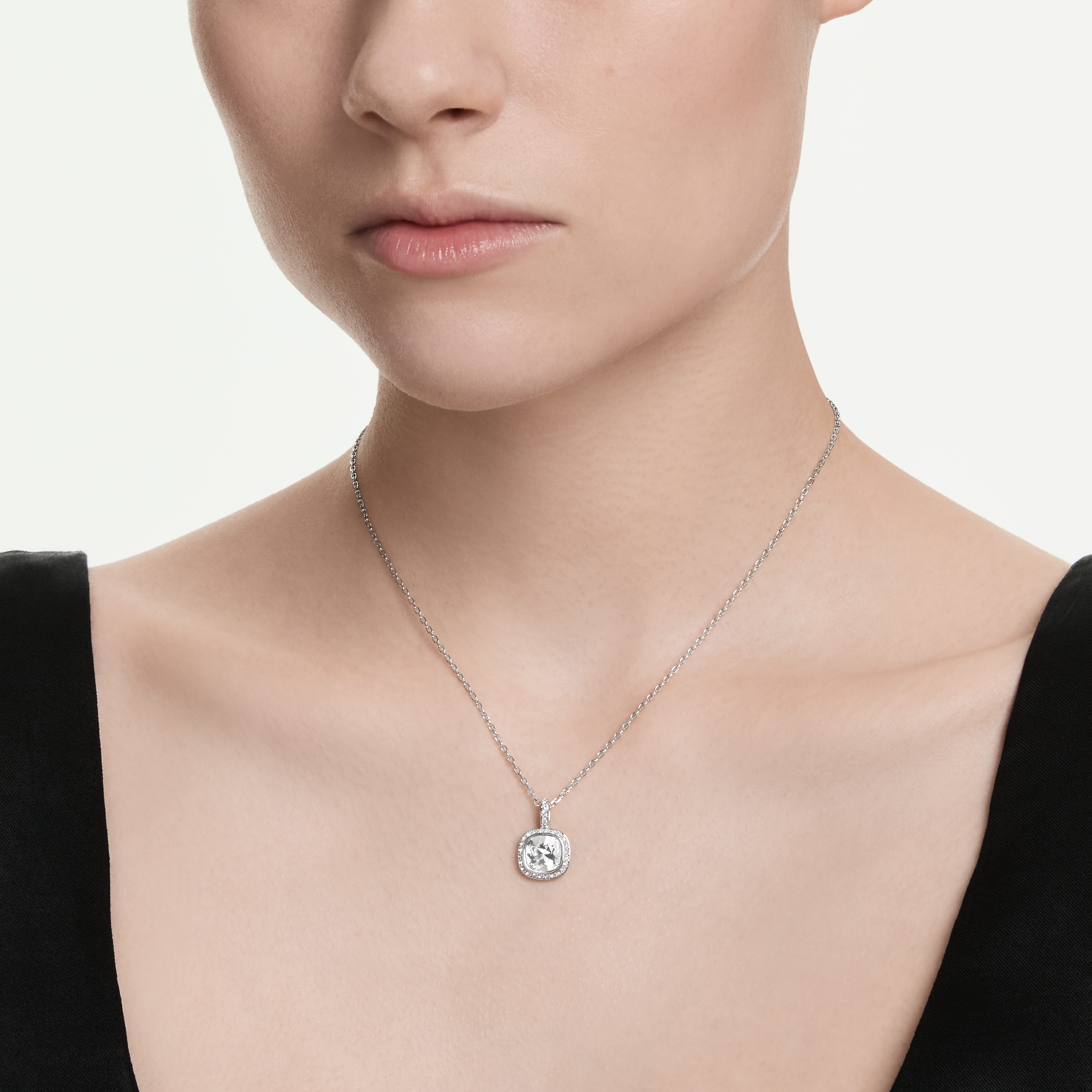 swarovski una angelic pendant  cushion cut  white  rhodium plated
