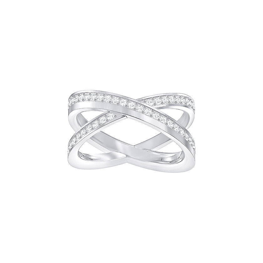 Delta Cross Ring, White, Rhodium plating