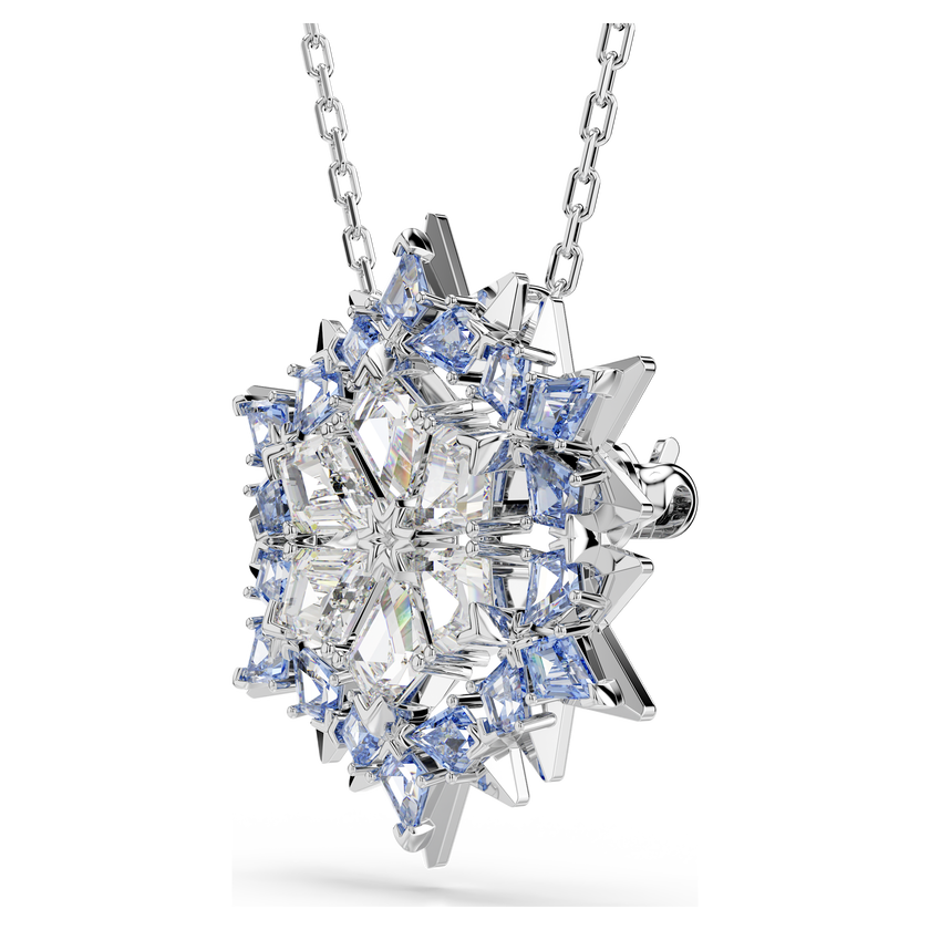 swarovski magic pendant and brooch  snowflake  blue  rhodium plated