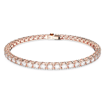 swarovski matrix tennis bracelet round cut white rose gold tone plated