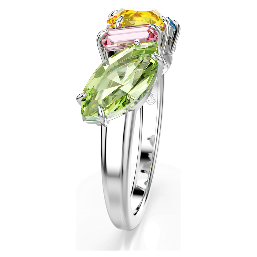 swarovski gema cocktail ring  mixed cuts  multicolored  rhodium plated