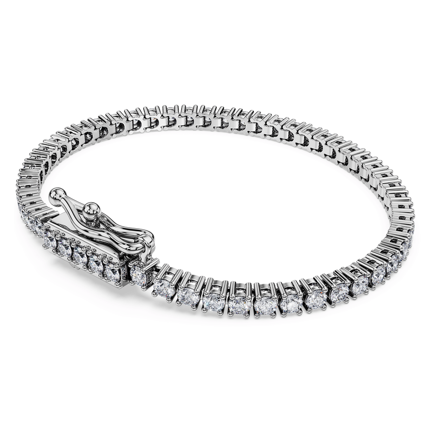 swarovski eternity tennis bracelet  lab grown diamonds 3 ct tw  round shape  18k white gold