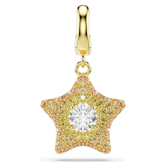 swarovski sublima charm  round cut  star  yellow  18k gold finish