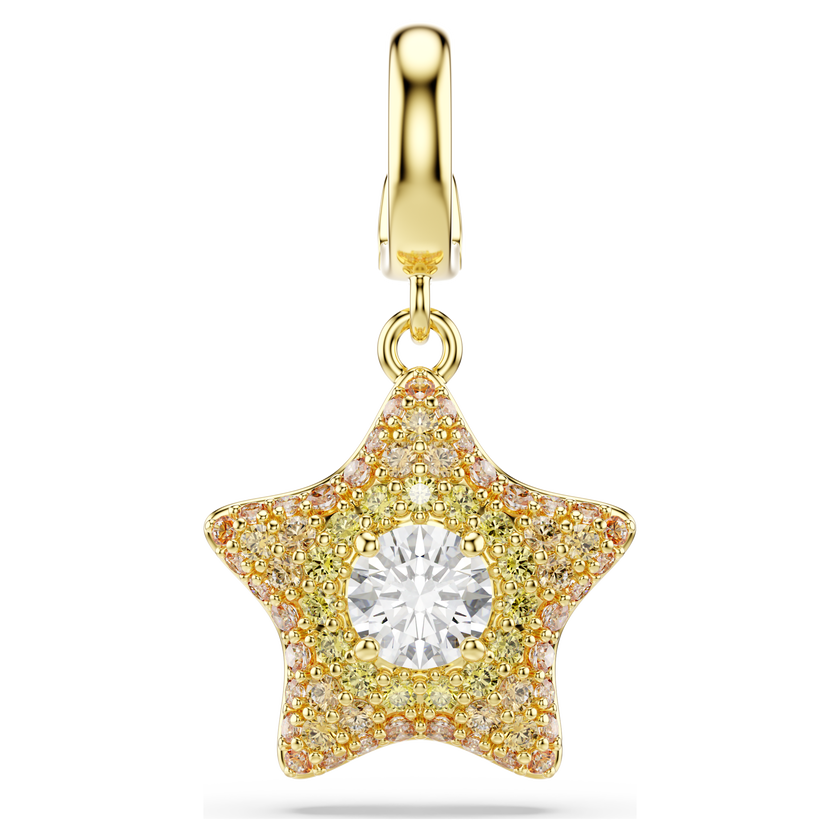 swarovski sublima charm  round cut  star  yellow  18k gold finish