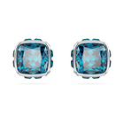 Birthstone stud earrings, Square cut, December, Blue, Rhodium plated