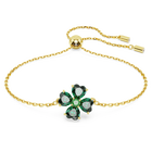 Idyllia bracelet, Mixed cuts, Clover, Green, Gold-tone plated