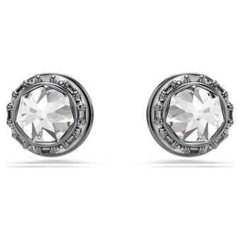 swarovski sublima stud earrings  spike  white  ruthenium plated