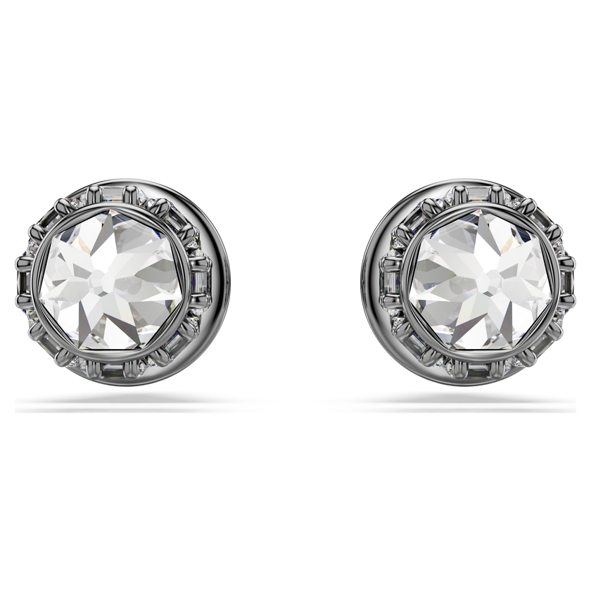 swarovski sublima stud earrings  spike  white  ruthenium plated