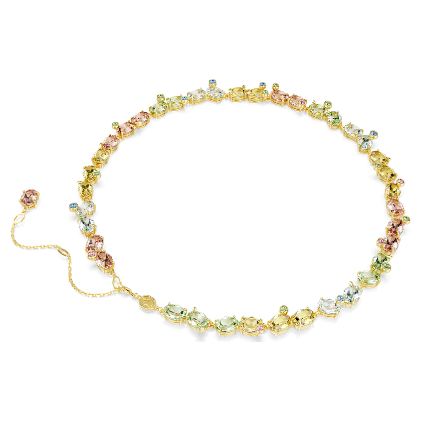 swarovski gema tennis necklace  mixed cuts  multicolored  gold tone plated