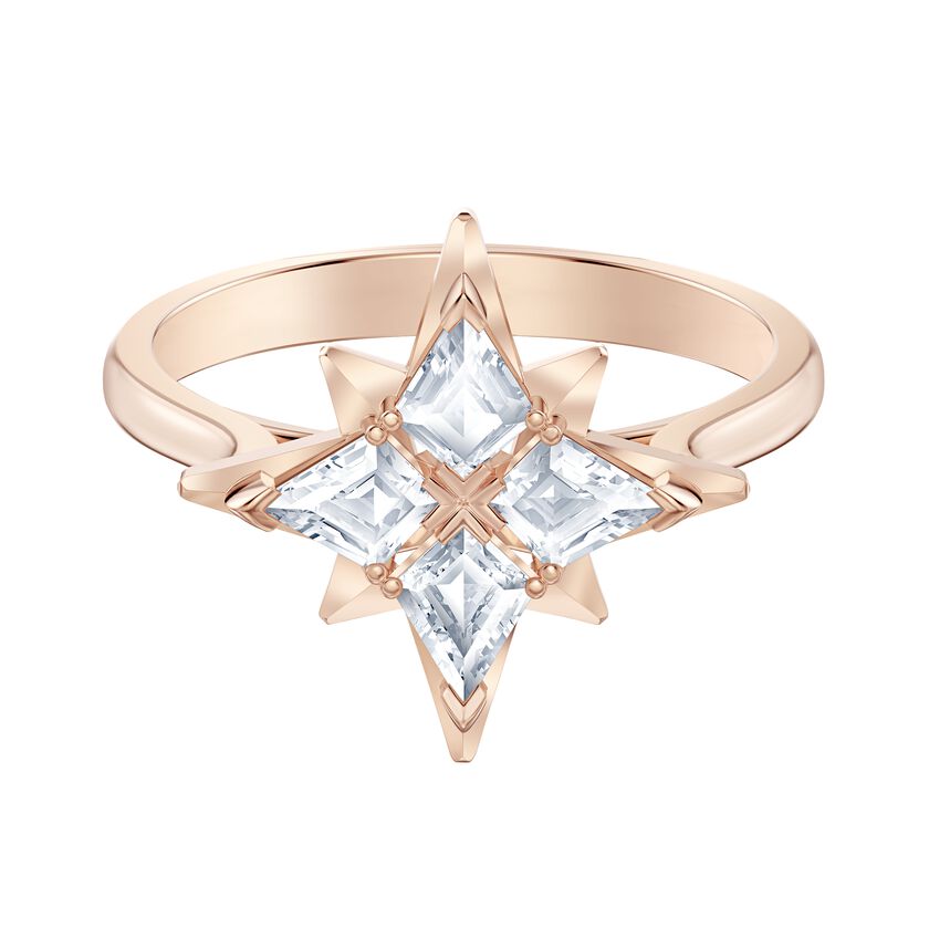 Swarovski Symbolic Star Motif Ring, White, Rose-gold tone plated