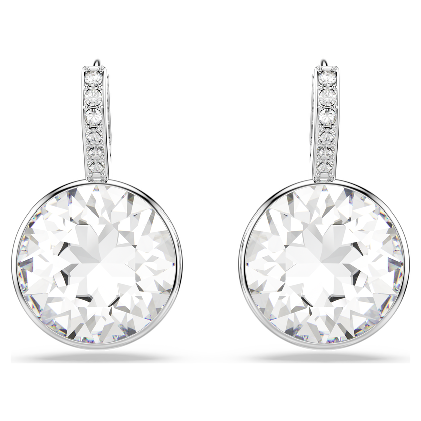 swarovski millenia drop earrings  round cut  white  rhodium plated