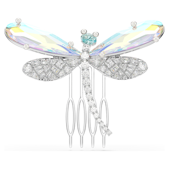 ariana grande x swarovski brooch and hair accessory  mixed cuts  dragonfly  green  rhodium plated