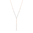 Attract Y Necklace, White, Rose-gold tone plated