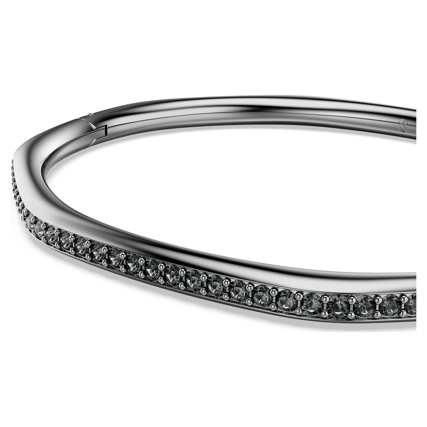 swarovski dextera bangle  octagon shape  round cut  white  ruthenium plated