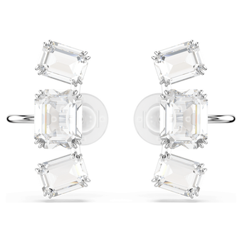 swarovski millenia clip earrings octagon cut white rhodium plated