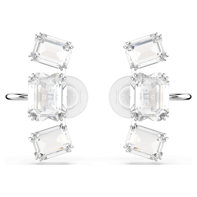 swarovski millenia clip earrings  octagon cut  white  rhodium plated