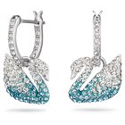 Iconic Swan Pierced Earrings, Multi-colored, Rhodium plated