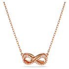 Hyperbola pendant, Pavé, Infinity, White, Rose gold-tone plated