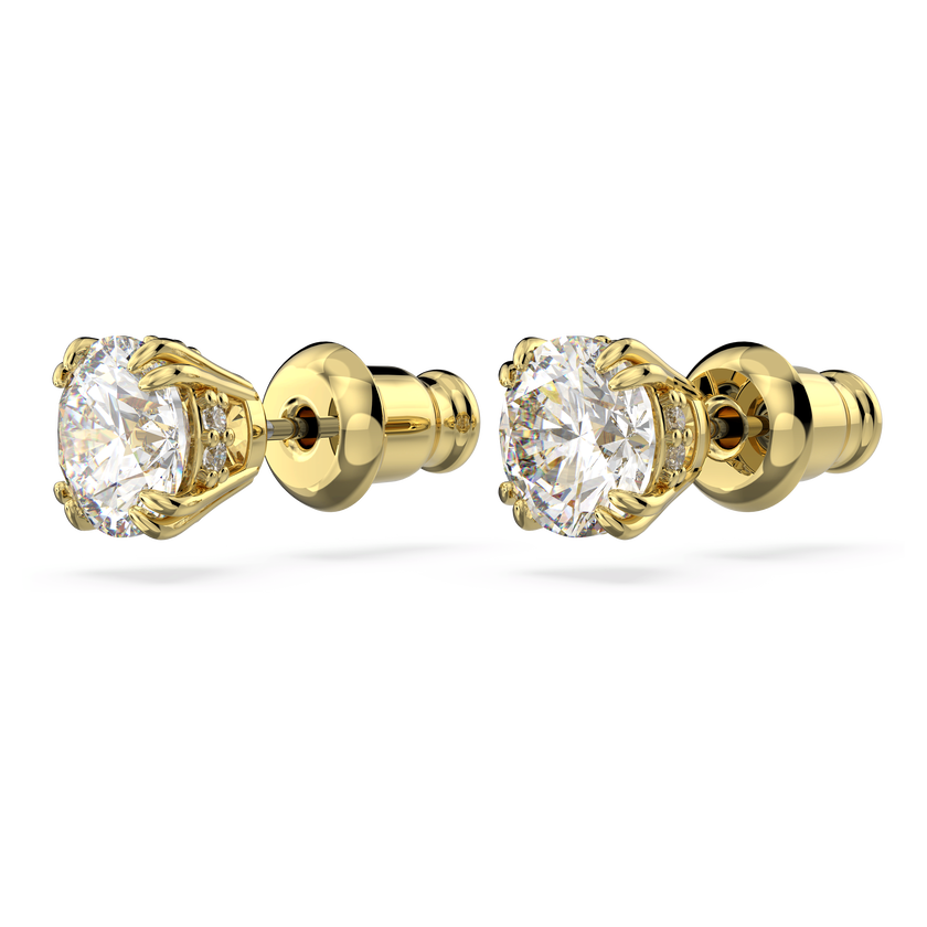 swarovski stilla stud earrings  round cut  white  gold tone plated
