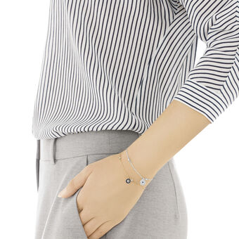 swarovski crystal wishes bracelet  set  2   evil eye  blue  mixed metal finish