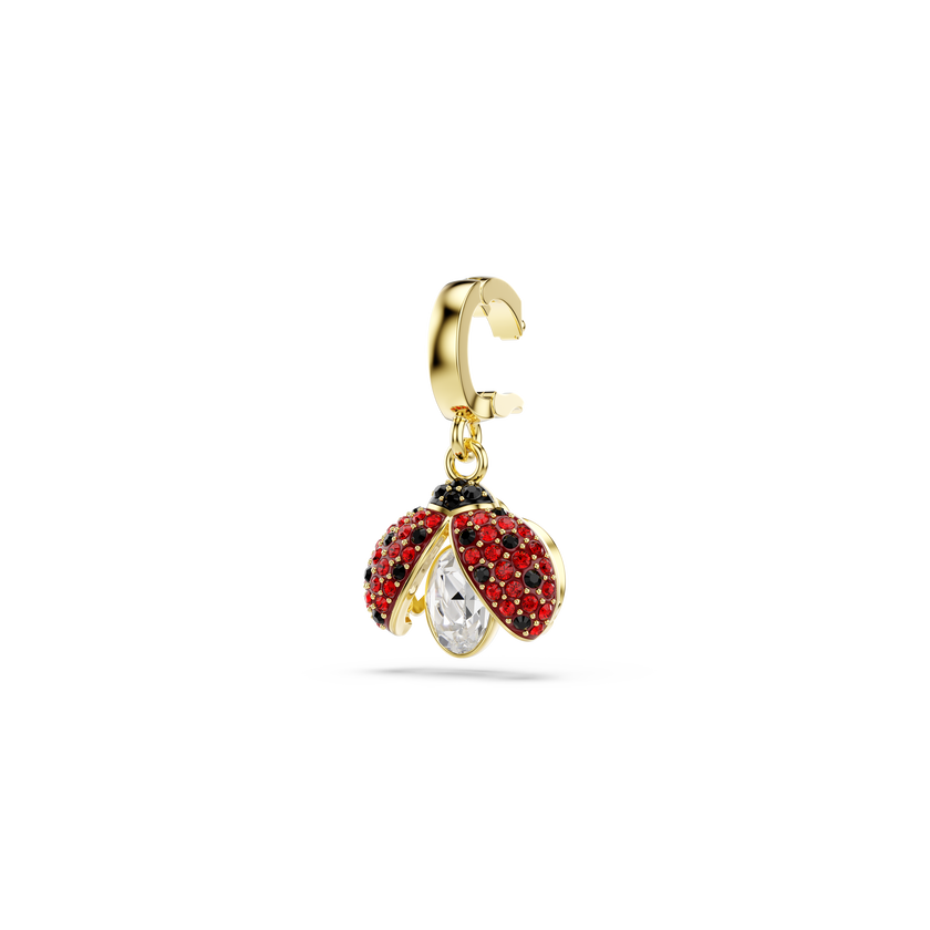 swarovski idyllia charm  mixed cuts  ladybug  red  gold tone plated