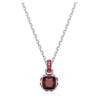 swarovski birthstone pendant square cut january red rhodium plated