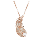 swarovski nice pendant feather white rose gold tone plated