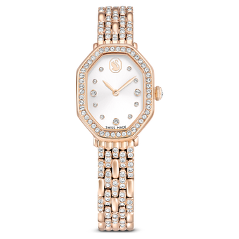 swarovski dextera octagon watch  swiss made  metal bracelet  gold tone  rose gold tone finish