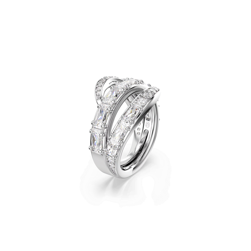 swarovski vienna ring  mixed cuts  swan  white  rhodium plated