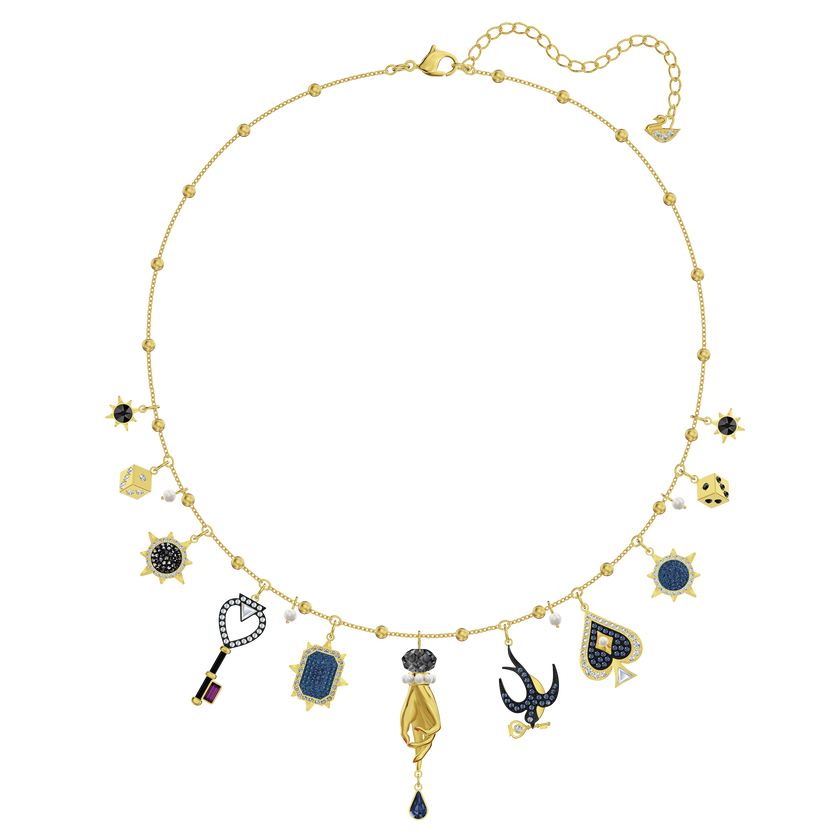Tarot Magic Necklace, Multi-colored, Gold-tone plated