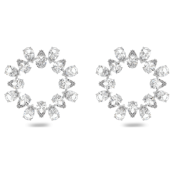 swarovski matrix hoop earrings pear cut white rhodium plated