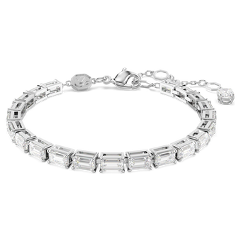 swarovski matrix tennis bracelet baguette cut white rhodium plated
