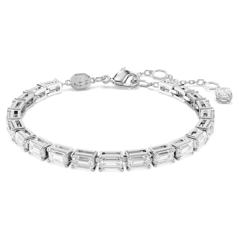 swarovski matrix tennis bracelet  baguette cut  white  rhodium plated