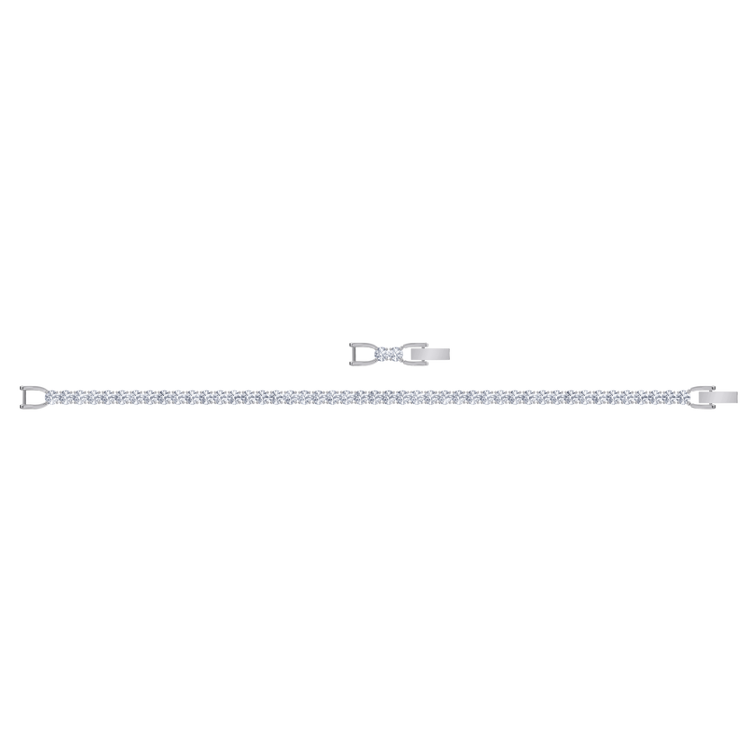 Tennis Deluxe Bracelet, White, Rhodium plated
