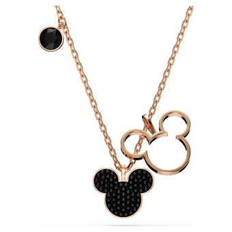 swarovski mickey   minnie pendant  black  rose gold tone plated