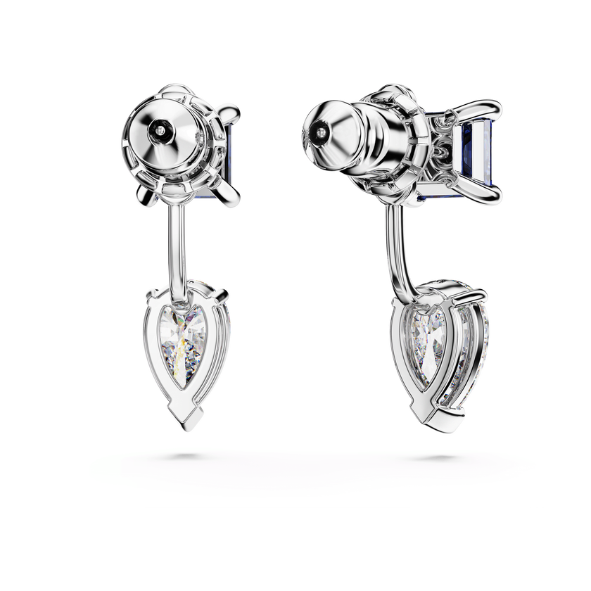 swarovski mesmera earring jackets  mixed cuts  detachable  blue  rhodium plated