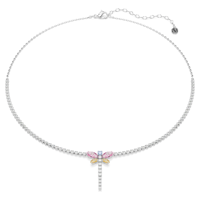 ariana grande x swarovski tennis y necklace  mixed cuts  dragonfly  multicolored  rhodium plated