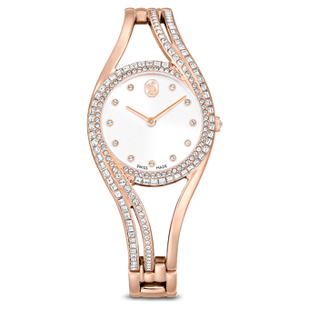 swarovski hyperbola bangle watch swiss made metal bracelet rose gold tone rose gold tone finish